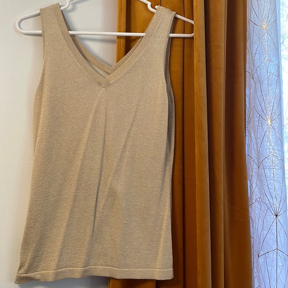 Etcetera gold metallic thread v neck top or vest medium - Picture 1 of 3